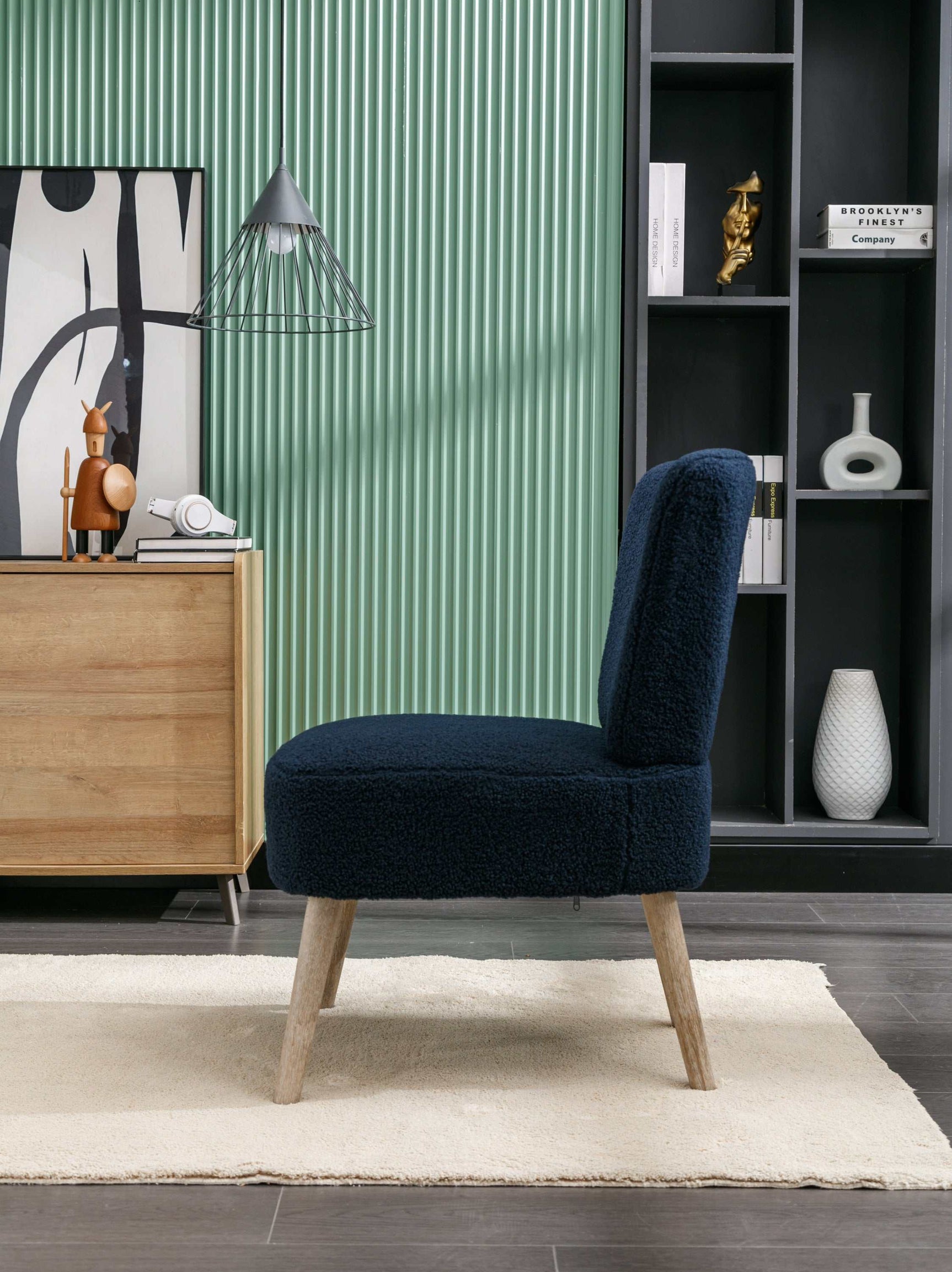 Smithe Teddy Button Accent Slipper Chair Blue - Ornate Home