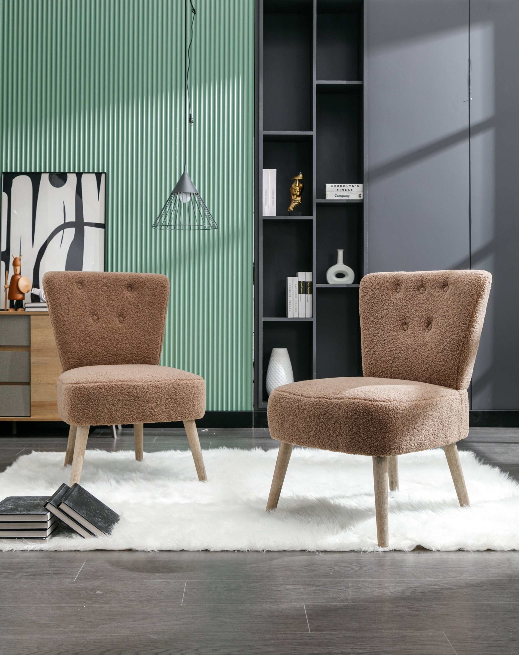 Smithe Teddy Button Accent Slipper Chair Brown - Ornate Home