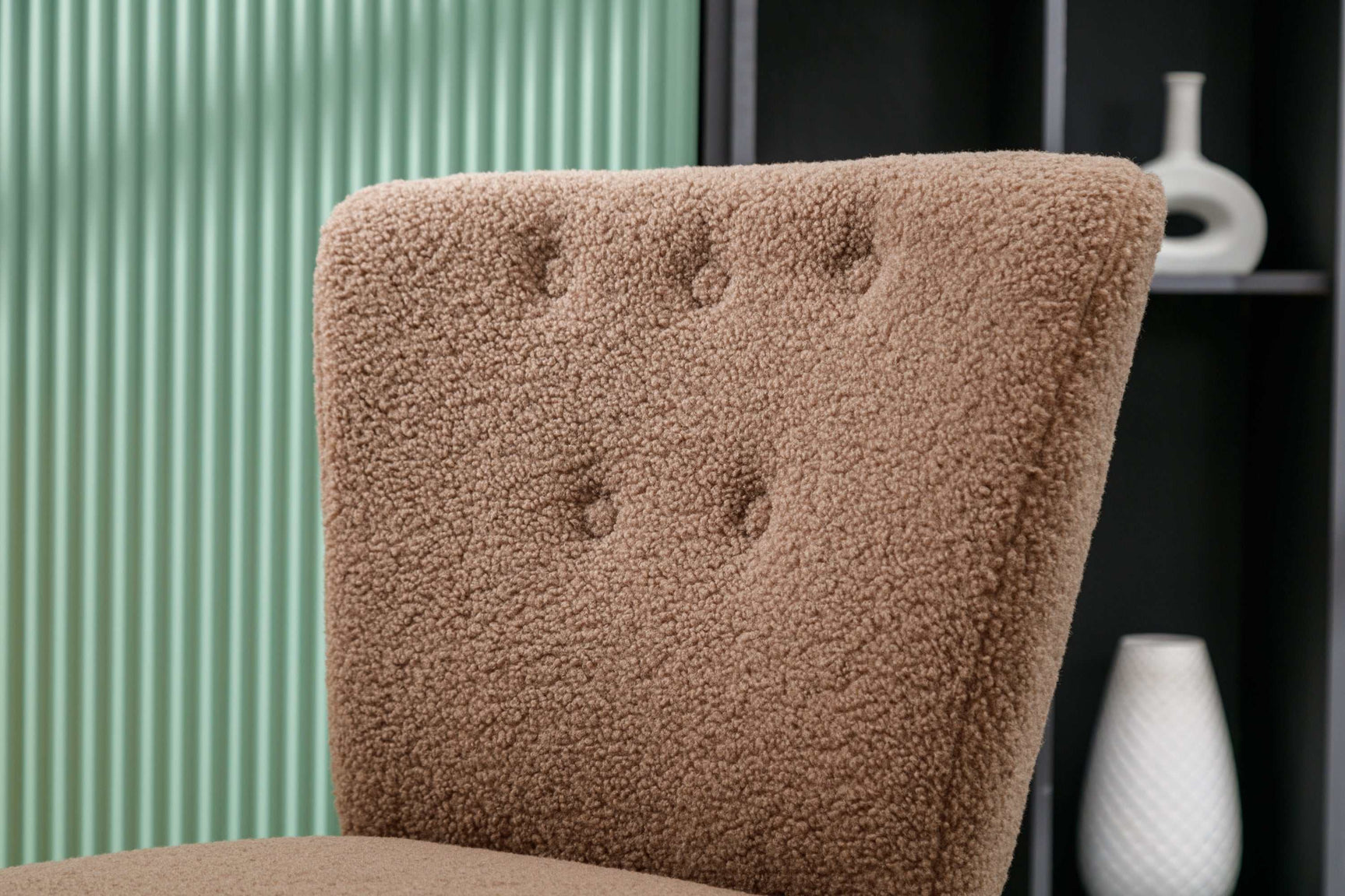 Smithe Teddy Button Accent Slipper Chair Brown - Ornate Home