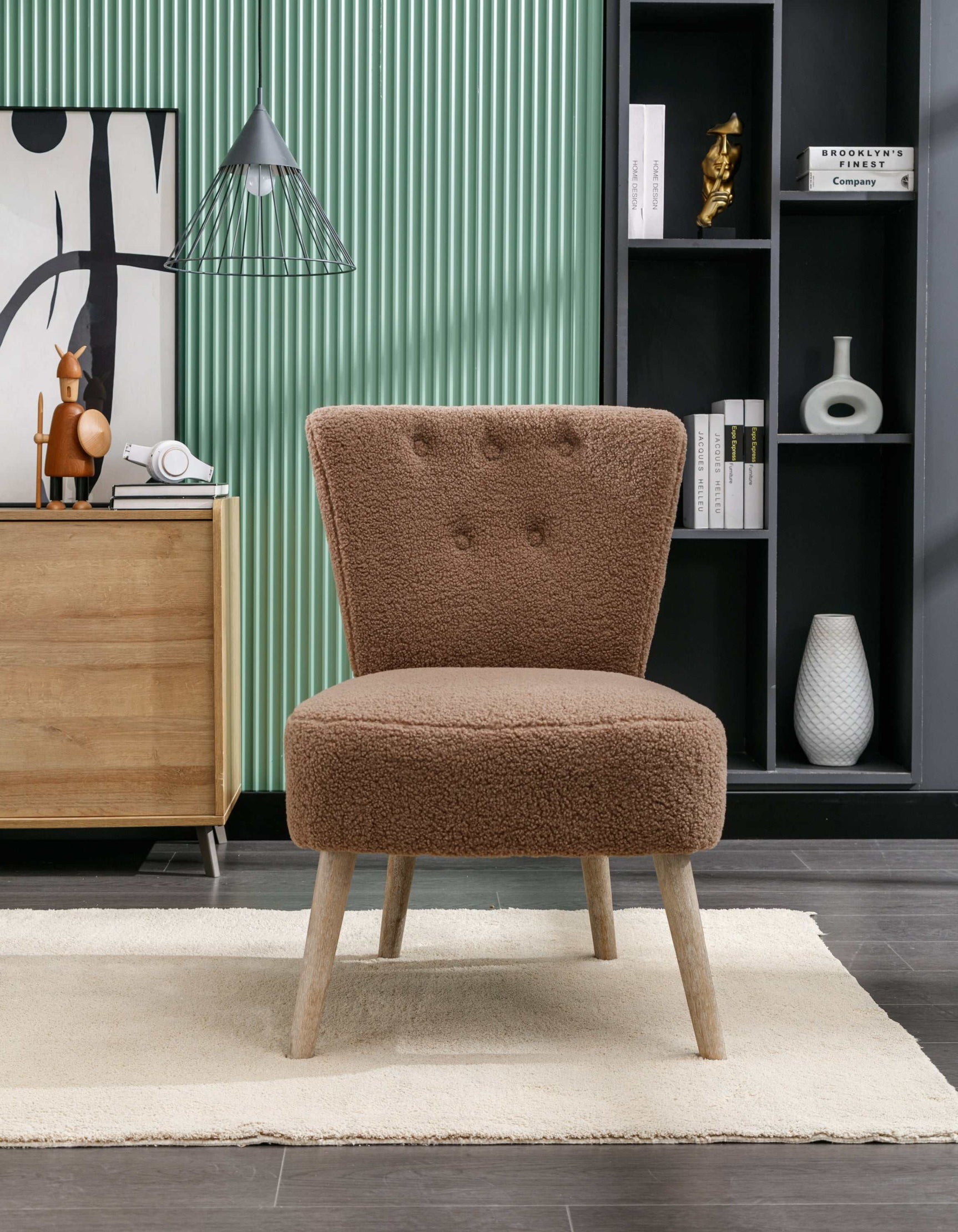 Smithe Teddy Button Accent Slipper Chair Brown - Ornate Home