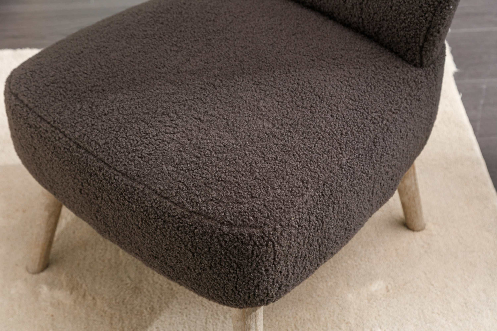 Smithe Teddy Button Accent Slipper Chair Dark Gray - Ornate Home