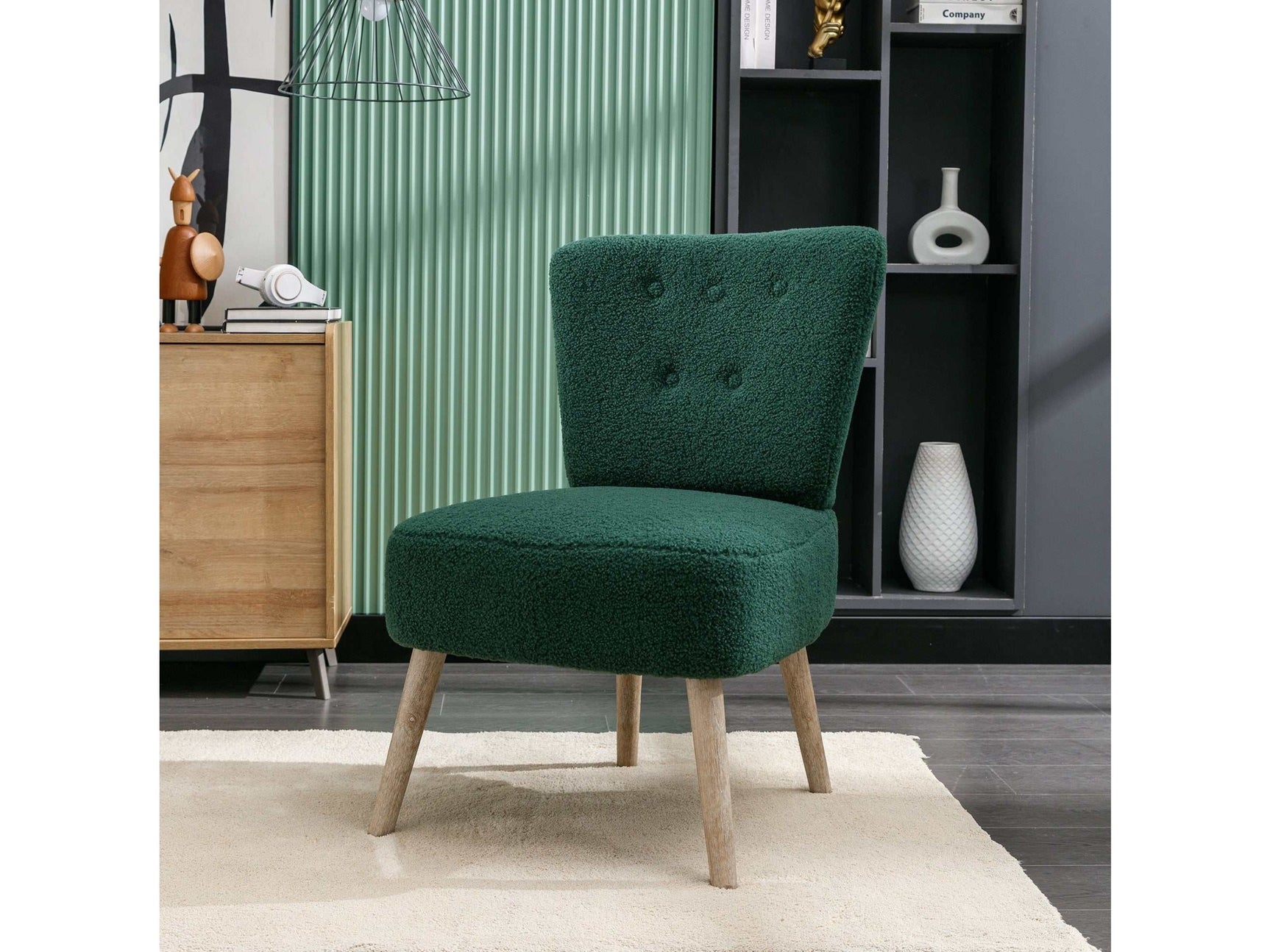 Smithe Teddy Button Accent Slipper Chair Green - Ornate Home