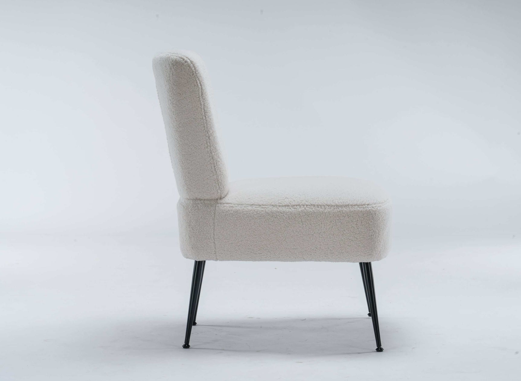 Smithe Teddy Button Accent Slipper Chair Ivory White - Ornate Home