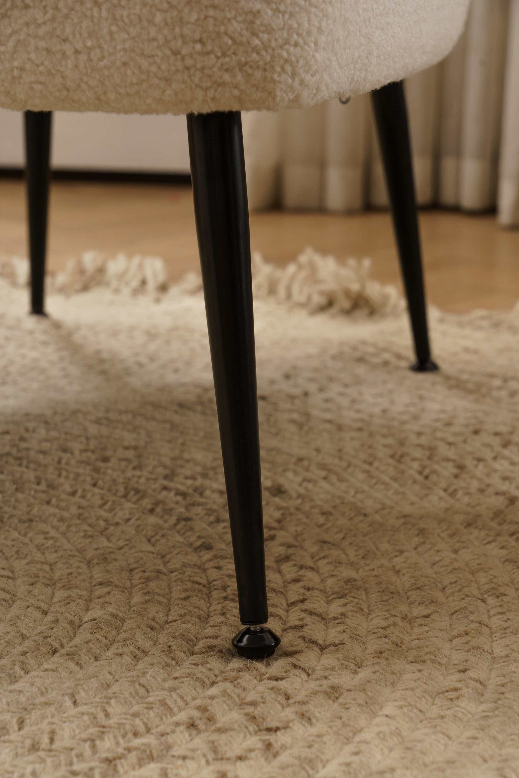 Smithe Teddy Button Accent Slipper Chair Ivory White - Ornate Home