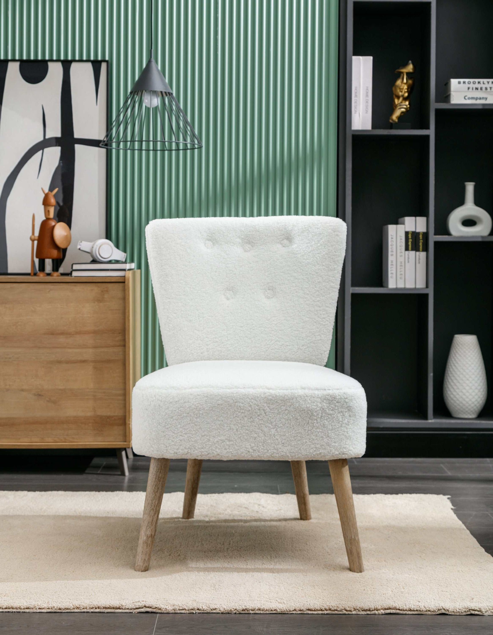 Smithe Teddy Button Accent Slipper Chair White - Ornate Home