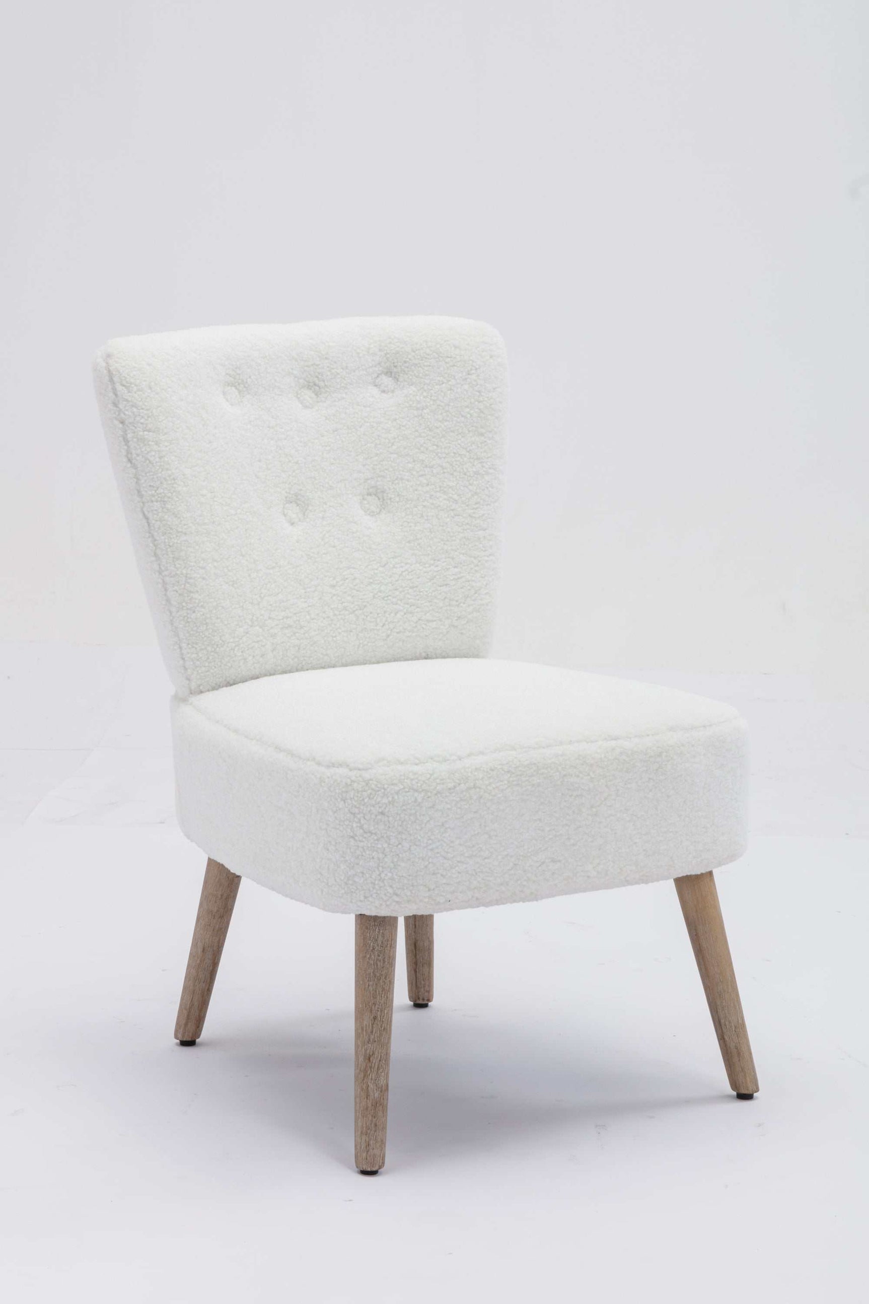 Smithe Teddy Button Accent Slipper Chair White - Ornate Home