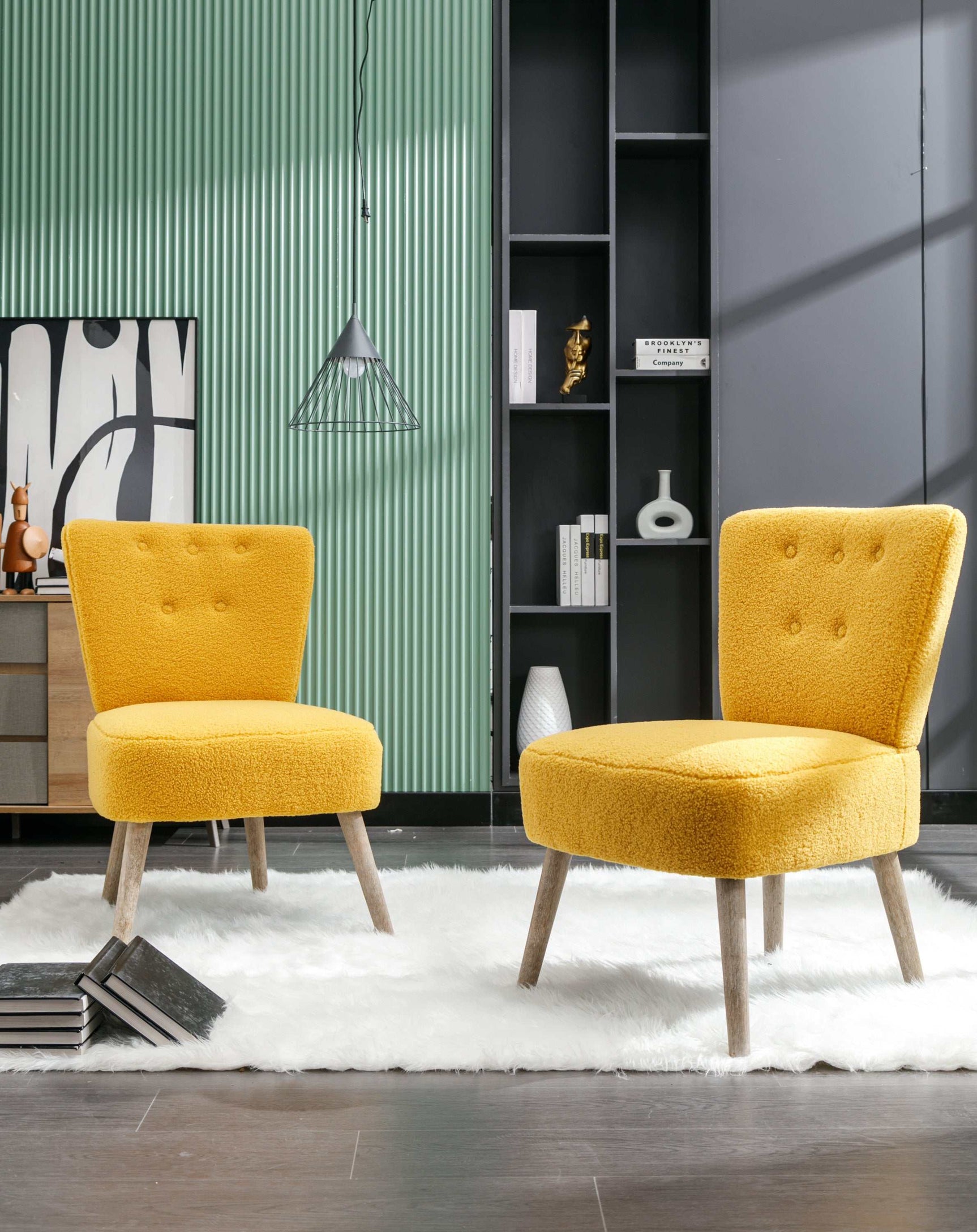 Smithe Teddy Button Accent Slipper Chair Yellow - Ornate Home