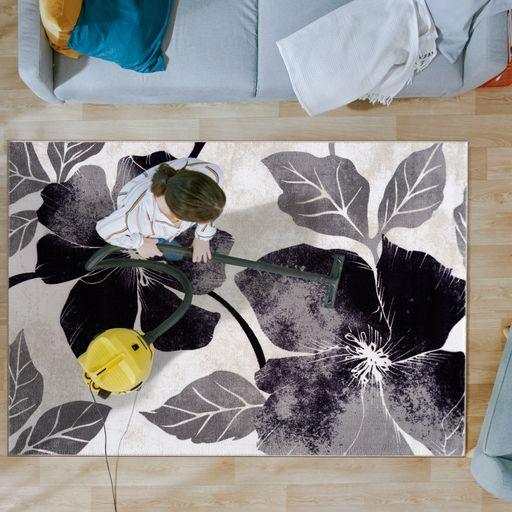 Solana Black/Gray Floral Indoor NonSlip Area Rugs - Ornate Home