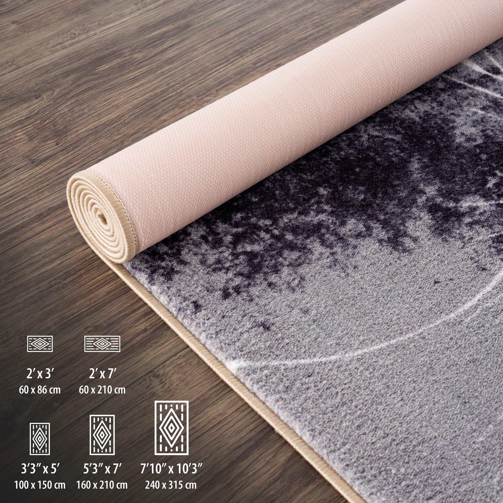 Solana Black/Gray Floral Indoor NonSlip Area Rugs - Ornate Home