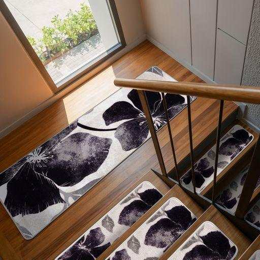 Solana Black/Gray Floral Indoor NonSlip Area Rugs - Ornate Home