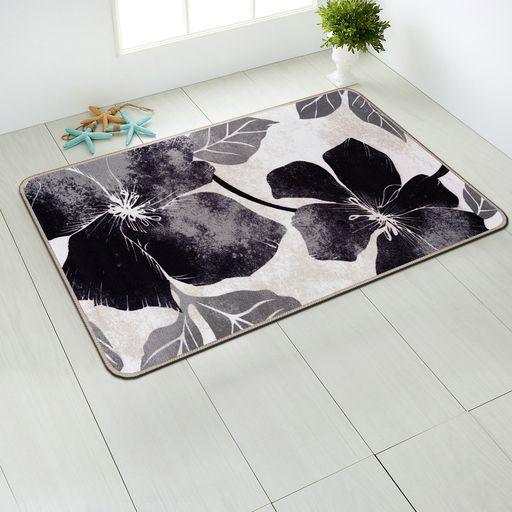 Solana Black/Gray Floral Indoor NonSlip Area Rugs - Ornate Home
