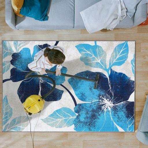 Solana Blue/Gray Floral Indoor NonSlip Area Rugs - Ornate Home