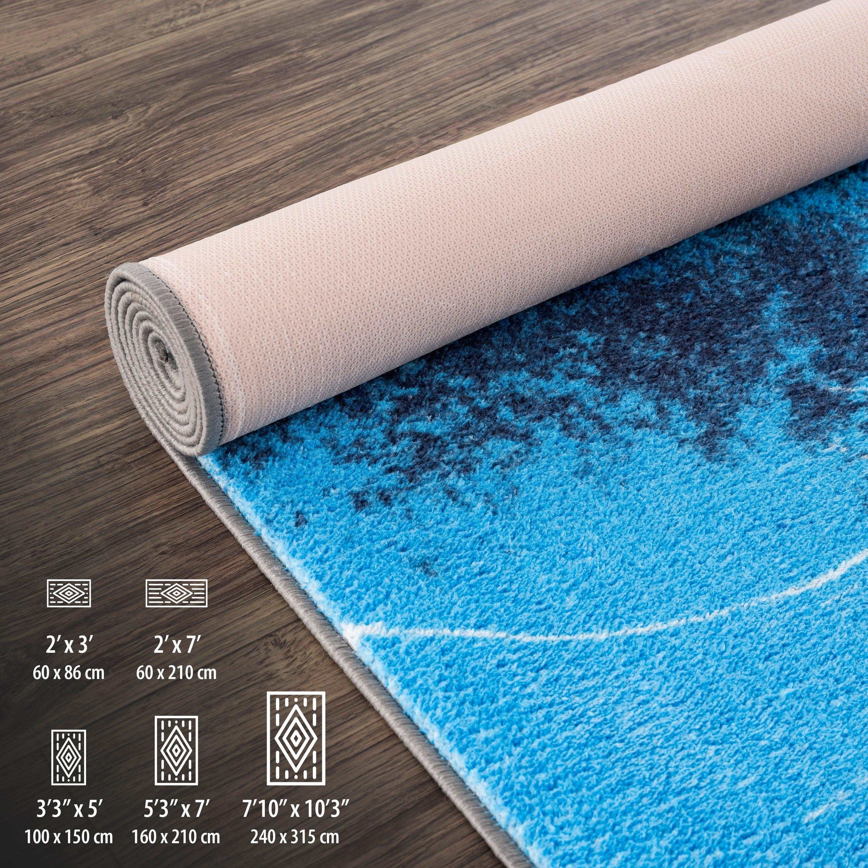 Solana Blue/Gray Floral Indoor NonSlip Area Rugs - Ornate Home