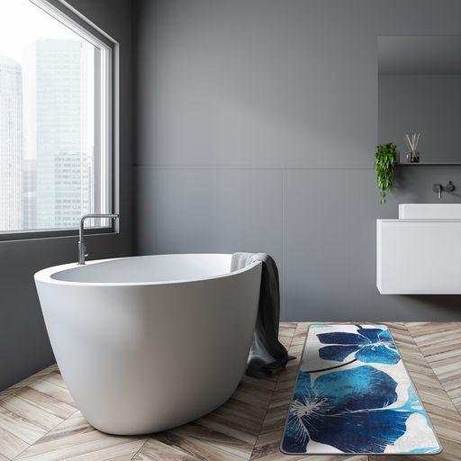 Solana Blue/Gray Floral Indoor NonSlip Area Rugs - Ornate Home