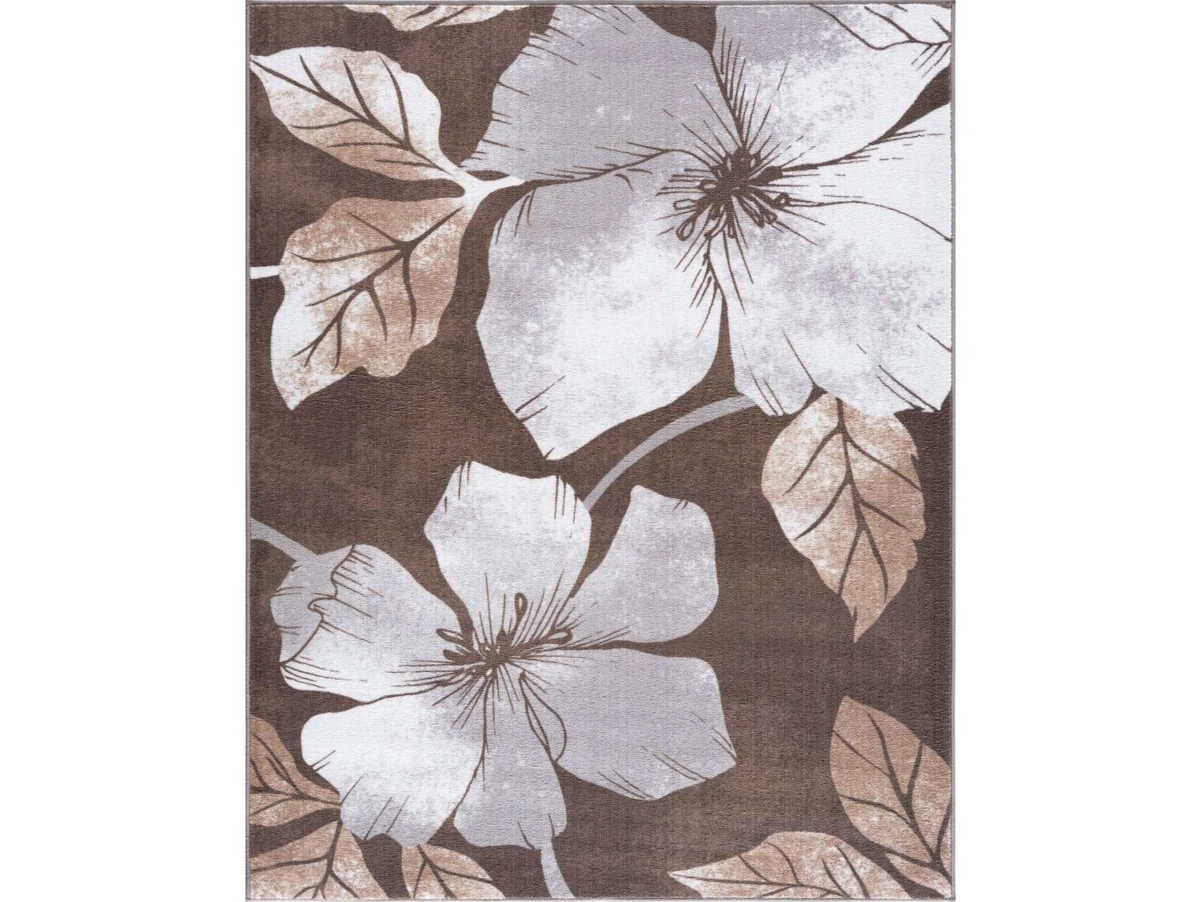 Solana Brown/Gray Floral Indoor NonSlip Area Rugs - Ornate Home