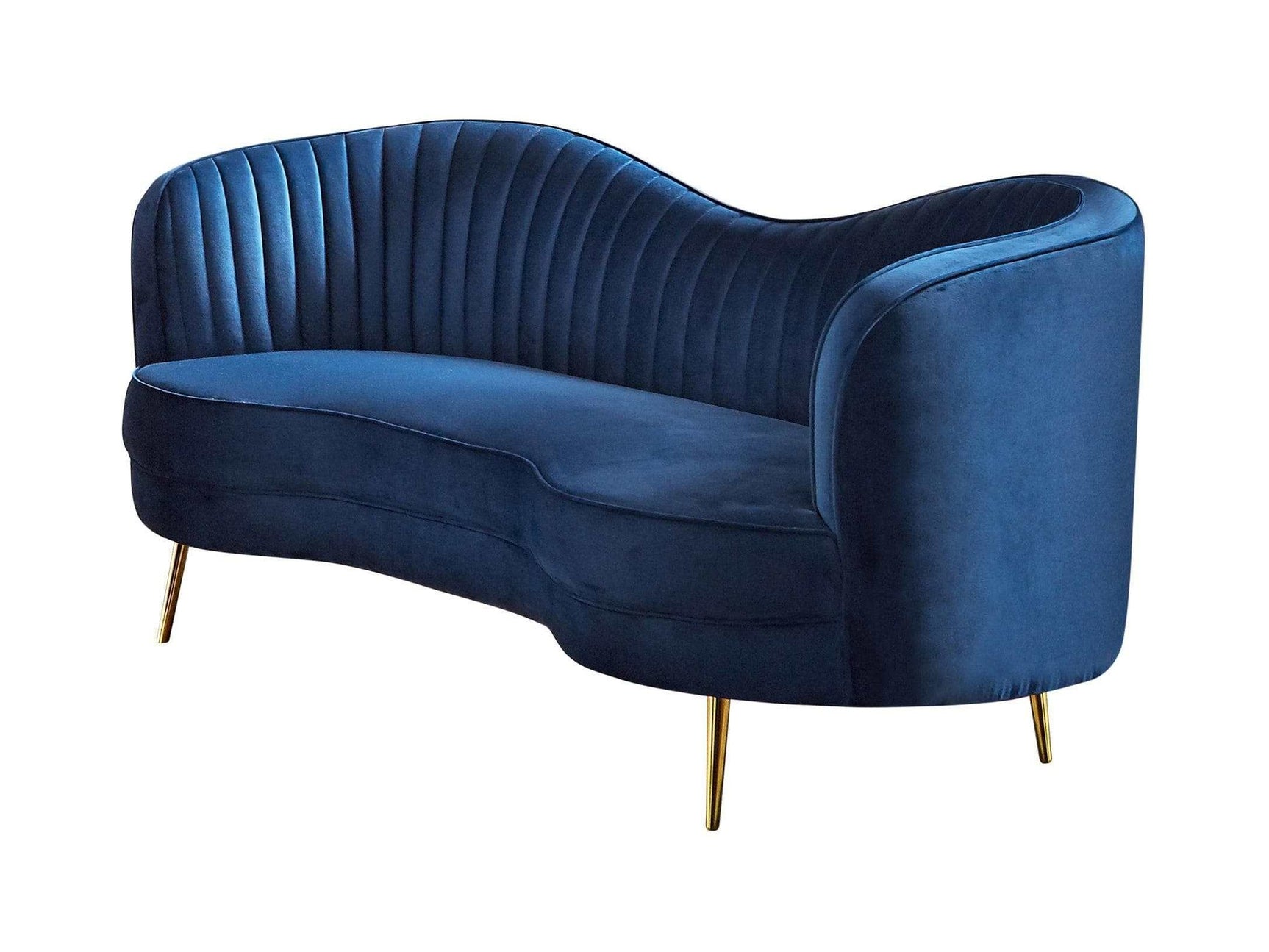 Sophia Blue & Gold Stationary Loveseat - Ornate Home