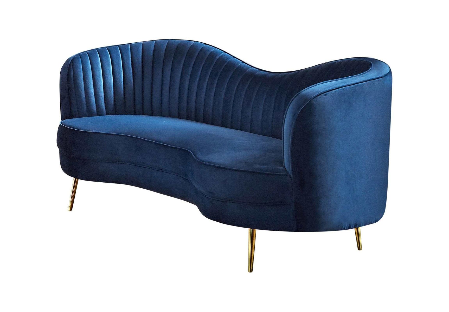 Sophia Blue & Gold Stationary Sofa - Ornate Home