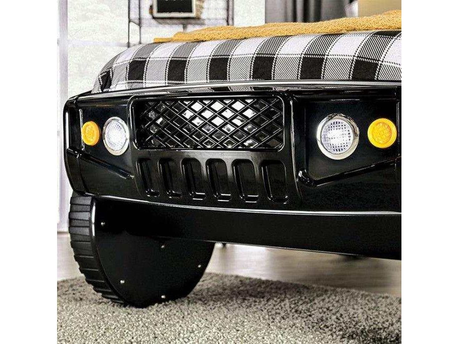Speed Jump Black Off-Road Twin Car Bed w/ LED Headlights - Ornate Home