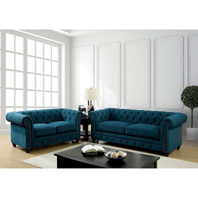 Stanford Dark Teal Loveseat - Ornate Home