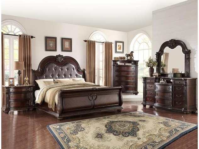 Stanley Cherry/Brown King Sleigh Bed - Ornate Home
