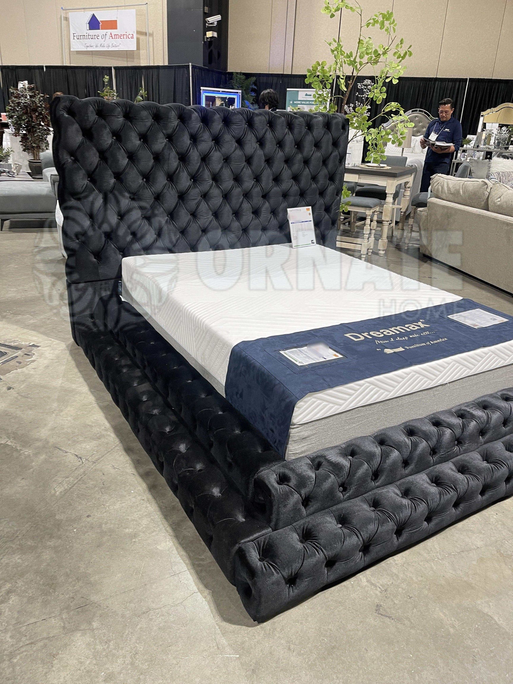 Stefania Black Queen Platform Bed - Ornate Home