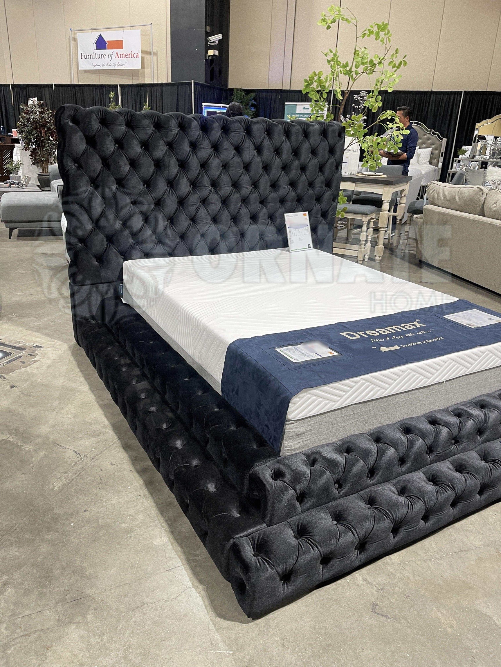 Stefania Black Queen Platform Bed - Ornate Home