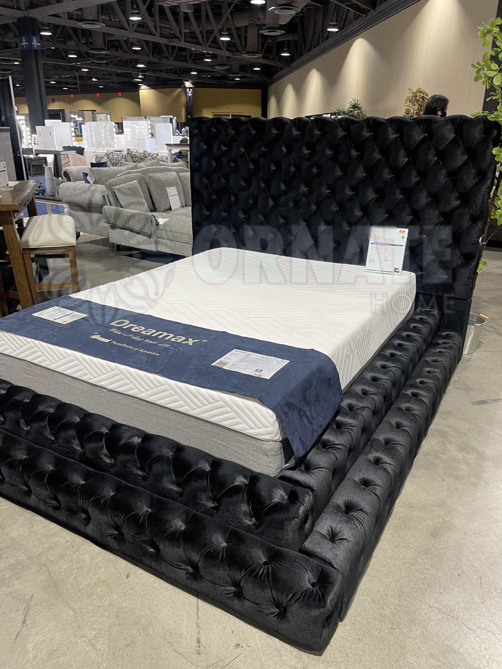 Stefania Black Queen Platform Bed - Ornate Home