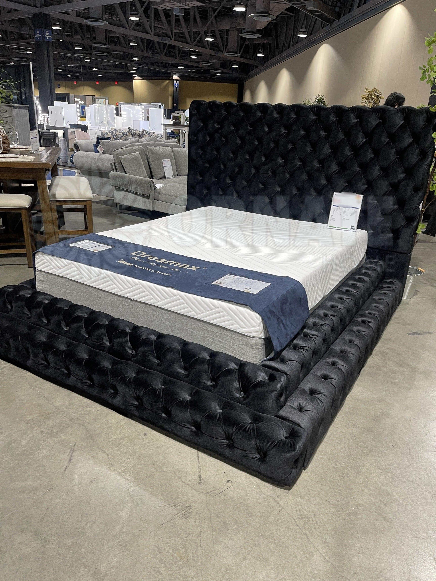 Stefania Black Queen Platform Bed - Ornate Home