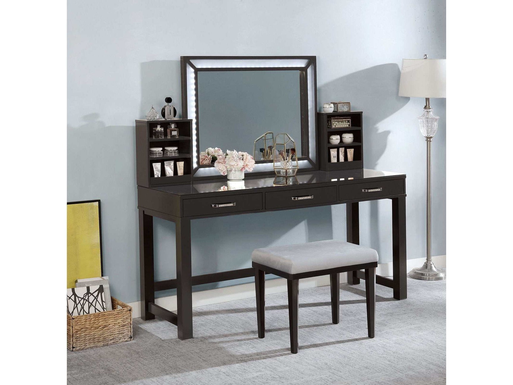 Stephanie Obsidian Gray Vanity - Ornate Home