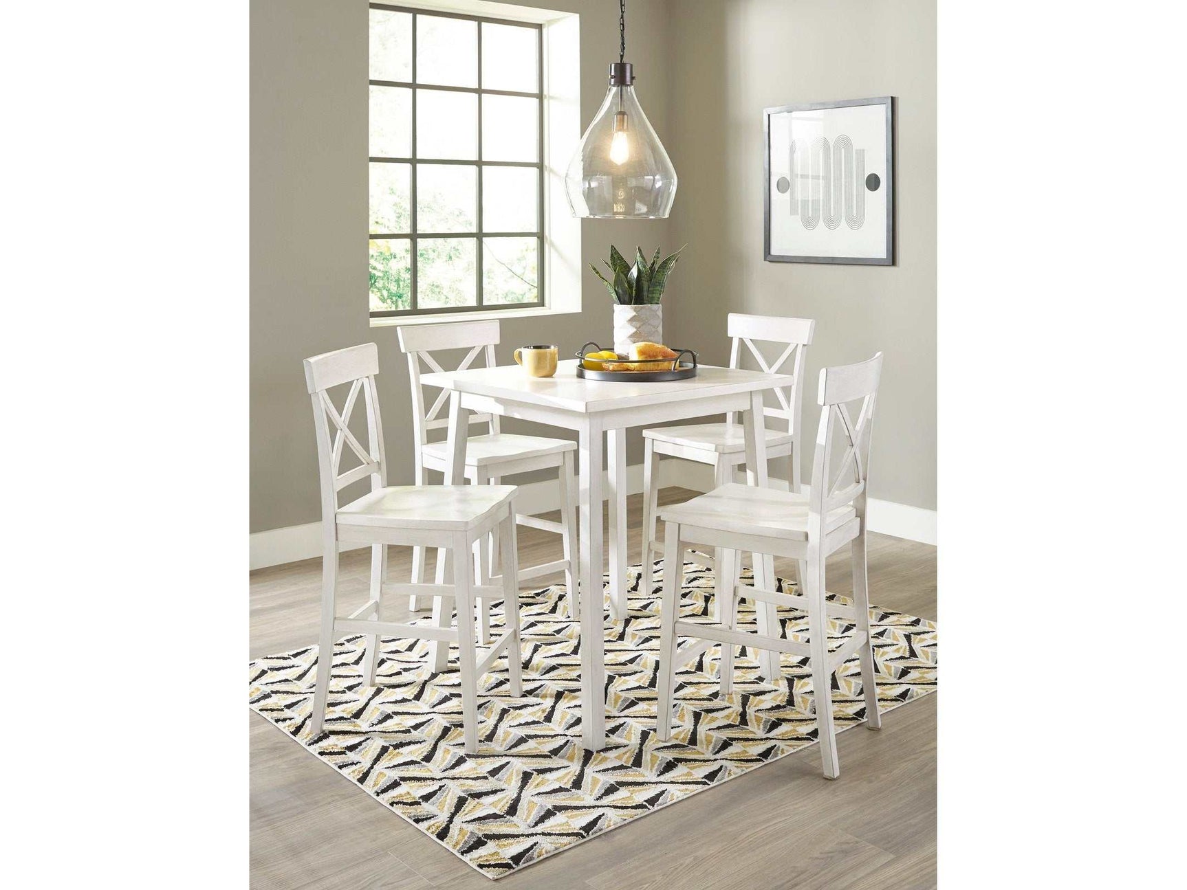 Stuven White Counter Height Dining Set w/ Chairs - Ornate Home