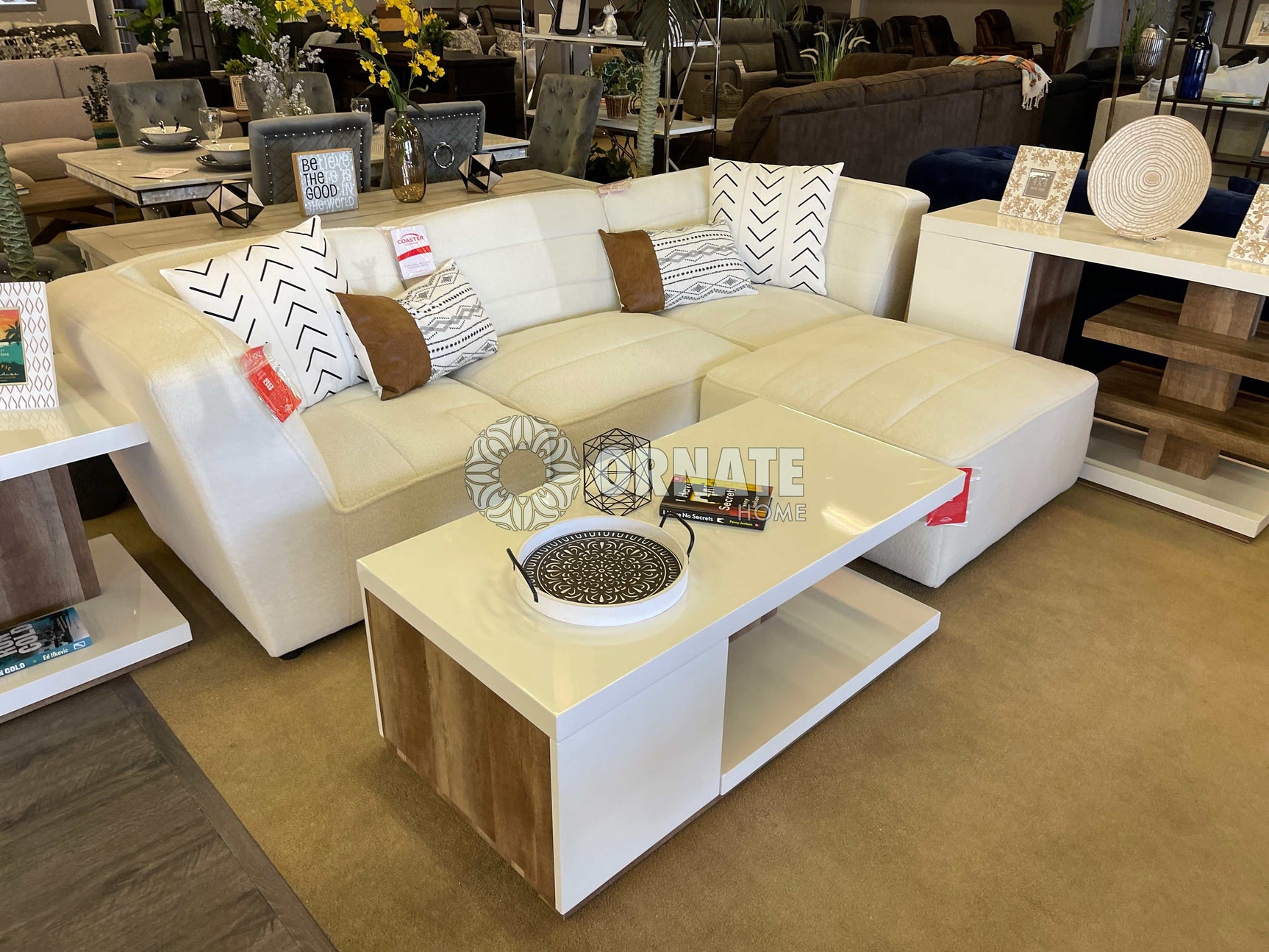 Sunny Natural White 4pc Modular Sectional Living Room Set - Ornate Home