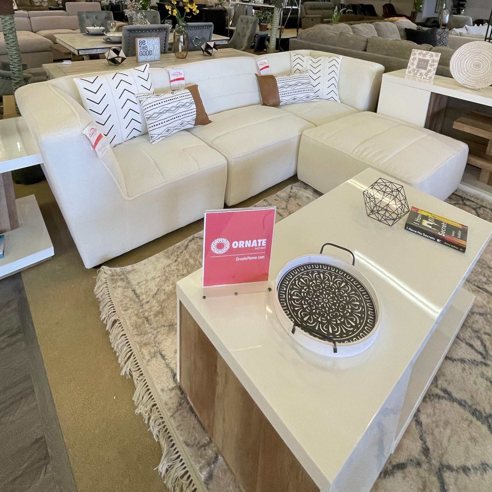 Sunny Natural White 4pc Modular Sectional Living Room Set - Ornate Home