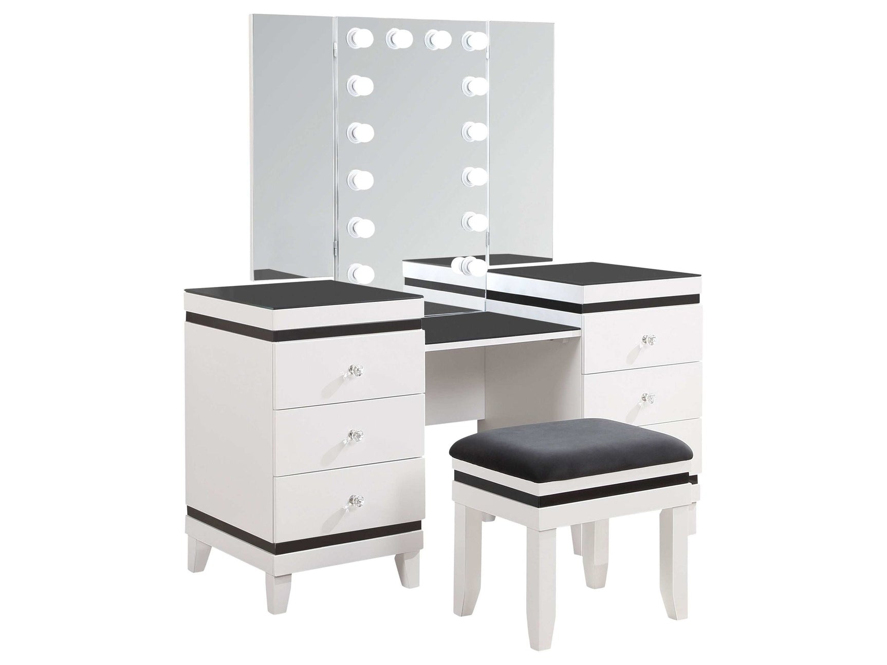 Talei White / Black Vanity Set - Ornate Home