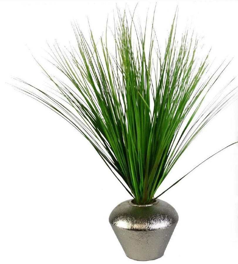 Tall Grass in Etched Silver Ceramic / 28" - Ornate Home