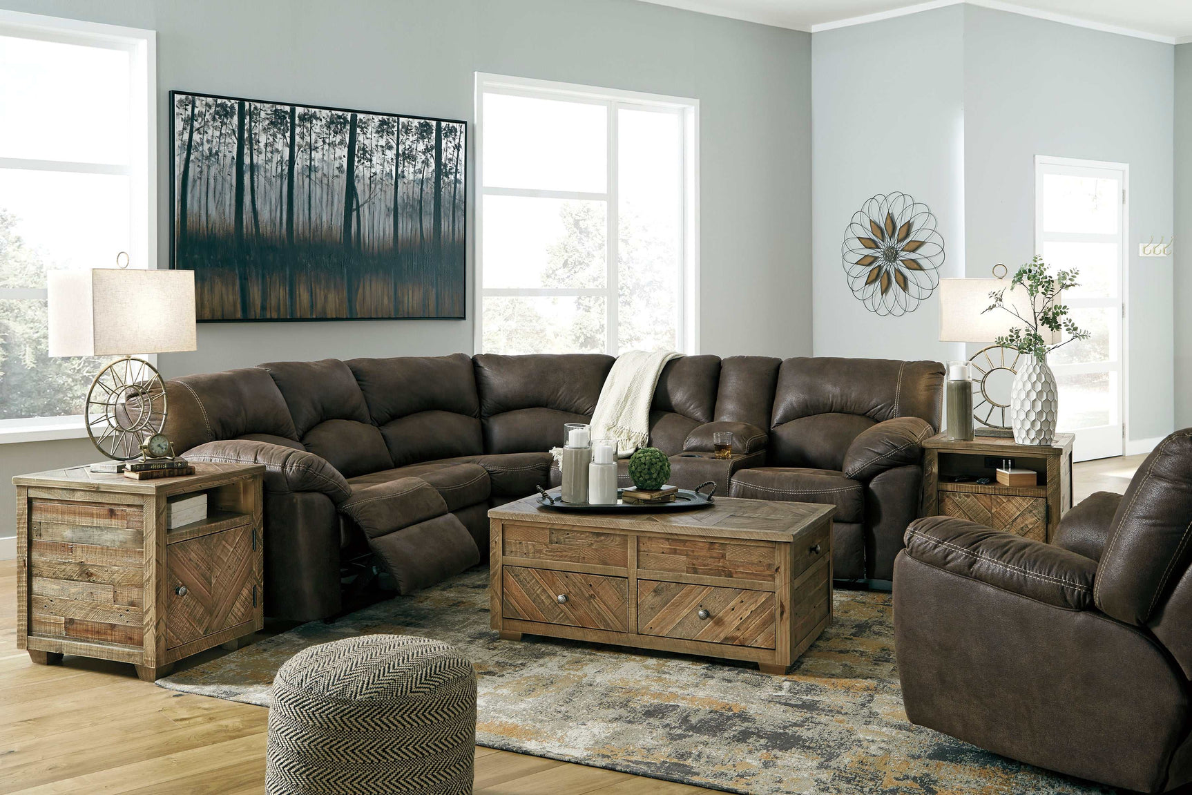 Tambo Faux Leather 2pc Manual Reclining Sectional - Ornate Home