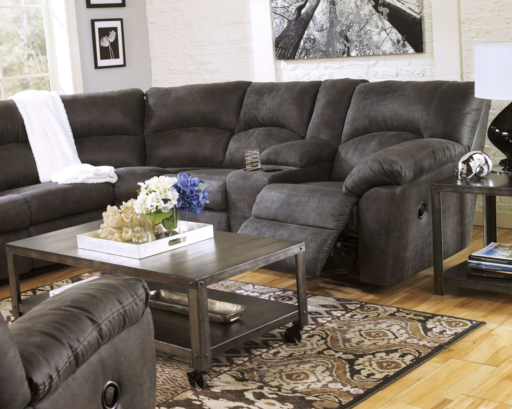 Tambo Faux Leather 2pc Manual Reclining Sectional - Ornate Home
