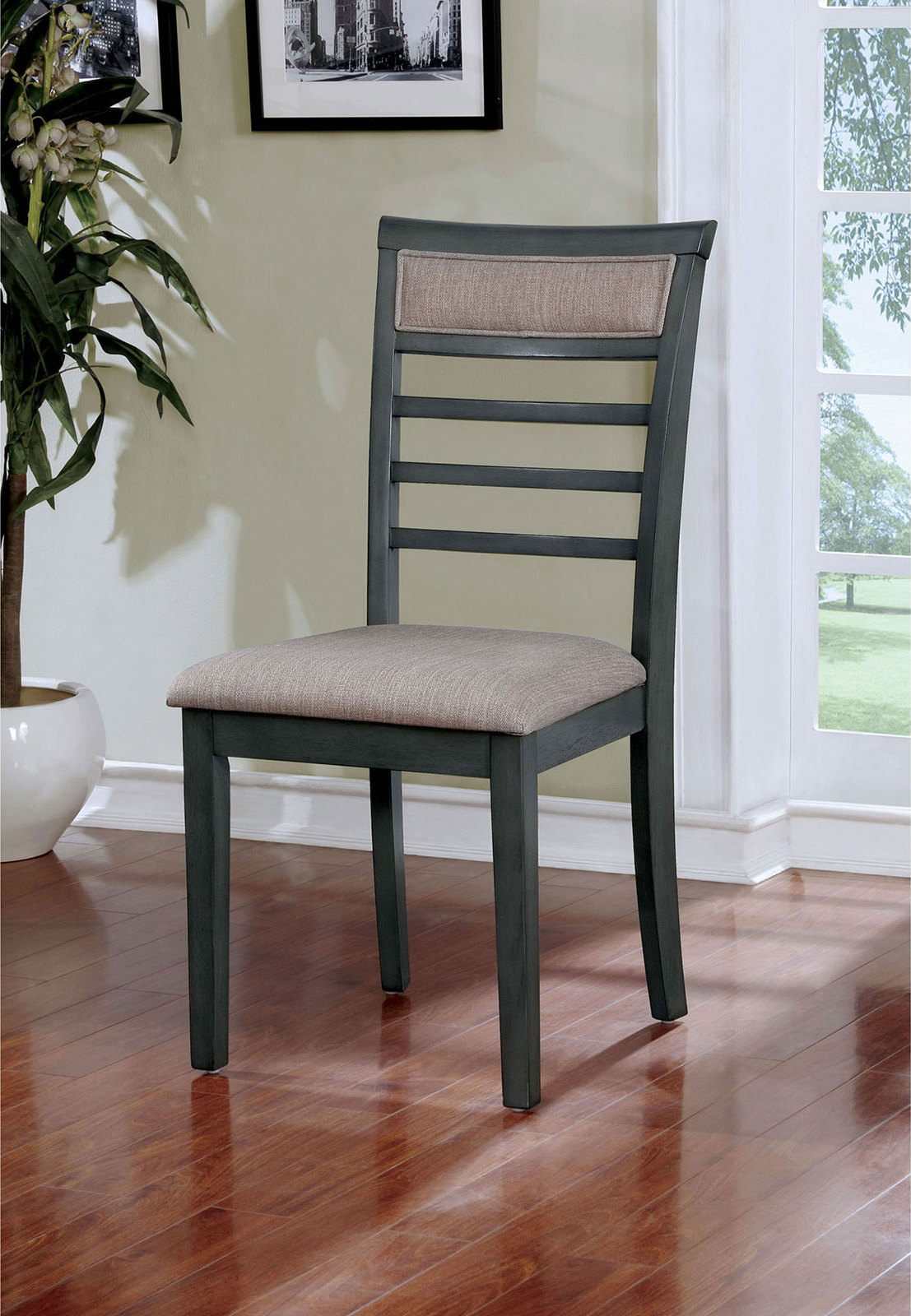 Taylah Weathered Gray & Beige 5pc Dining Room Set - Ornate Home
