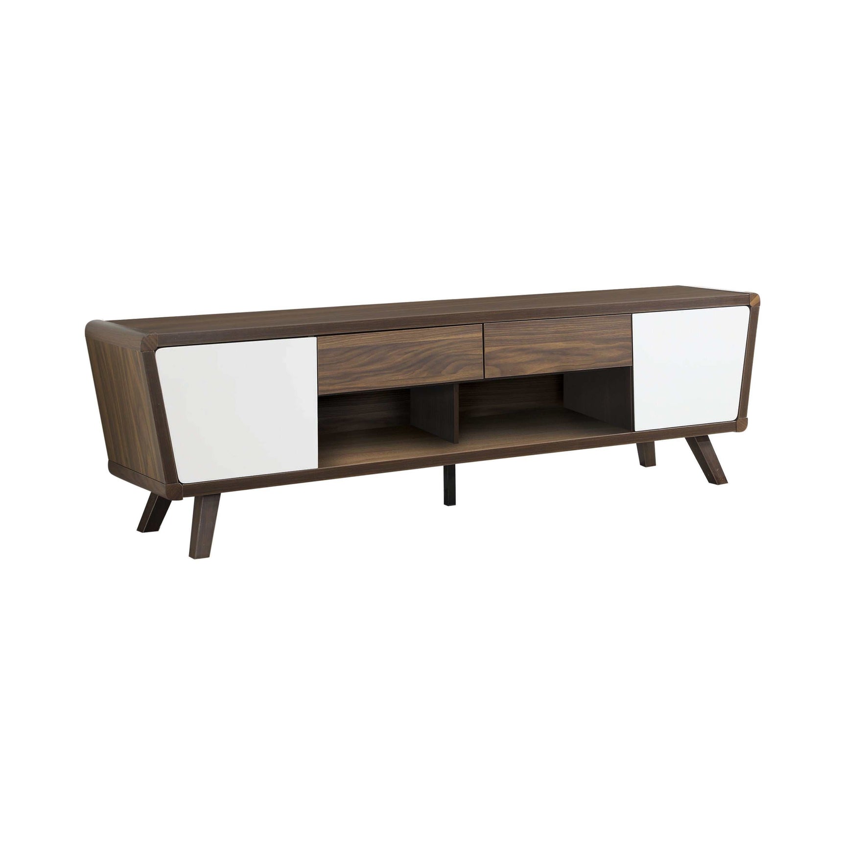 Terrell Dark Walnut & Glossy White TV Console - Ornate Home