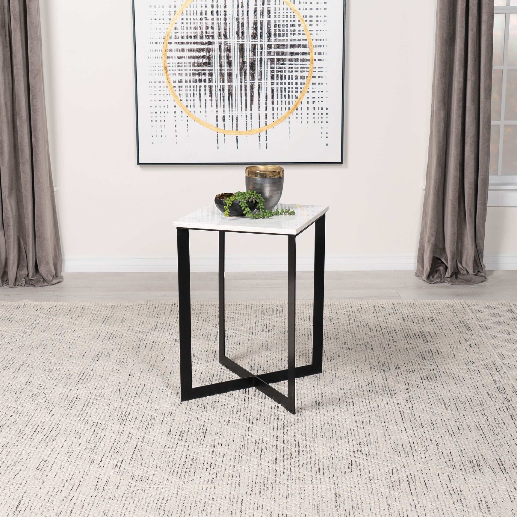 Tobin White / Black End Table - Ornate Home