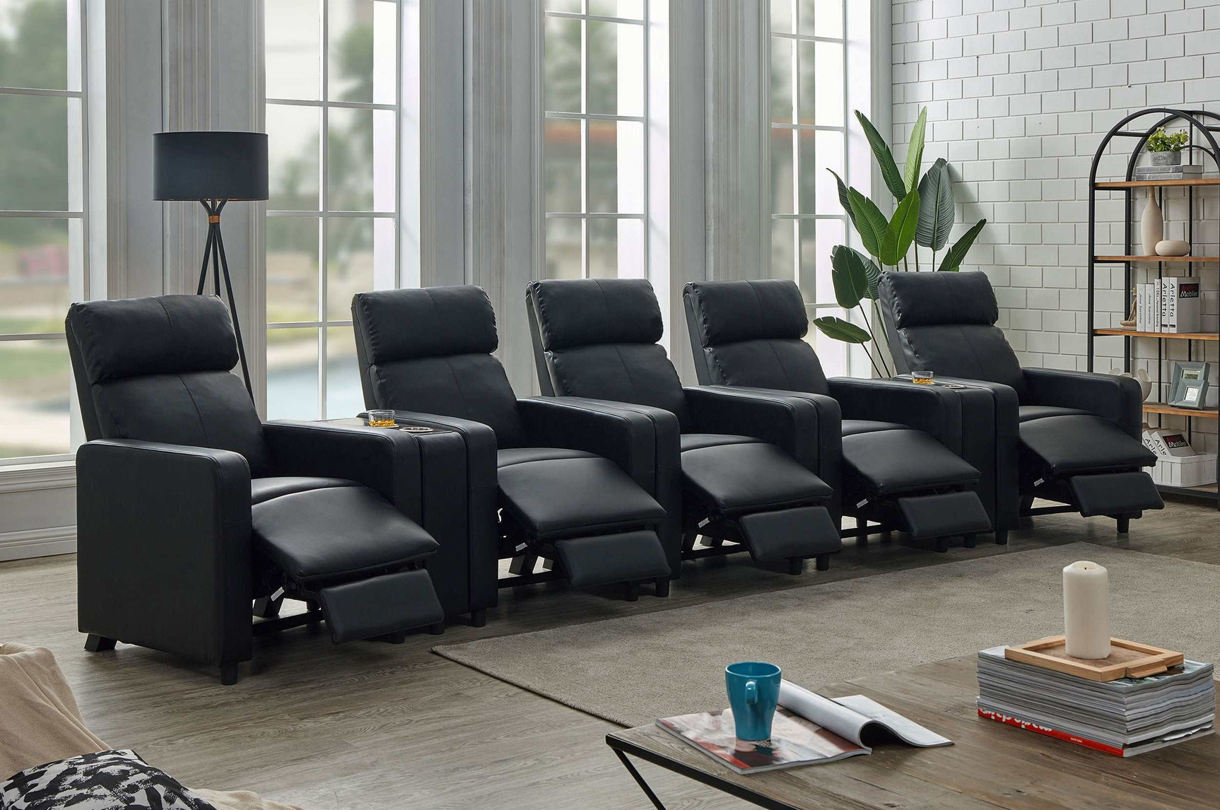 Toohey Black 7 Pc Theater Seating (5R) - Ornate Home