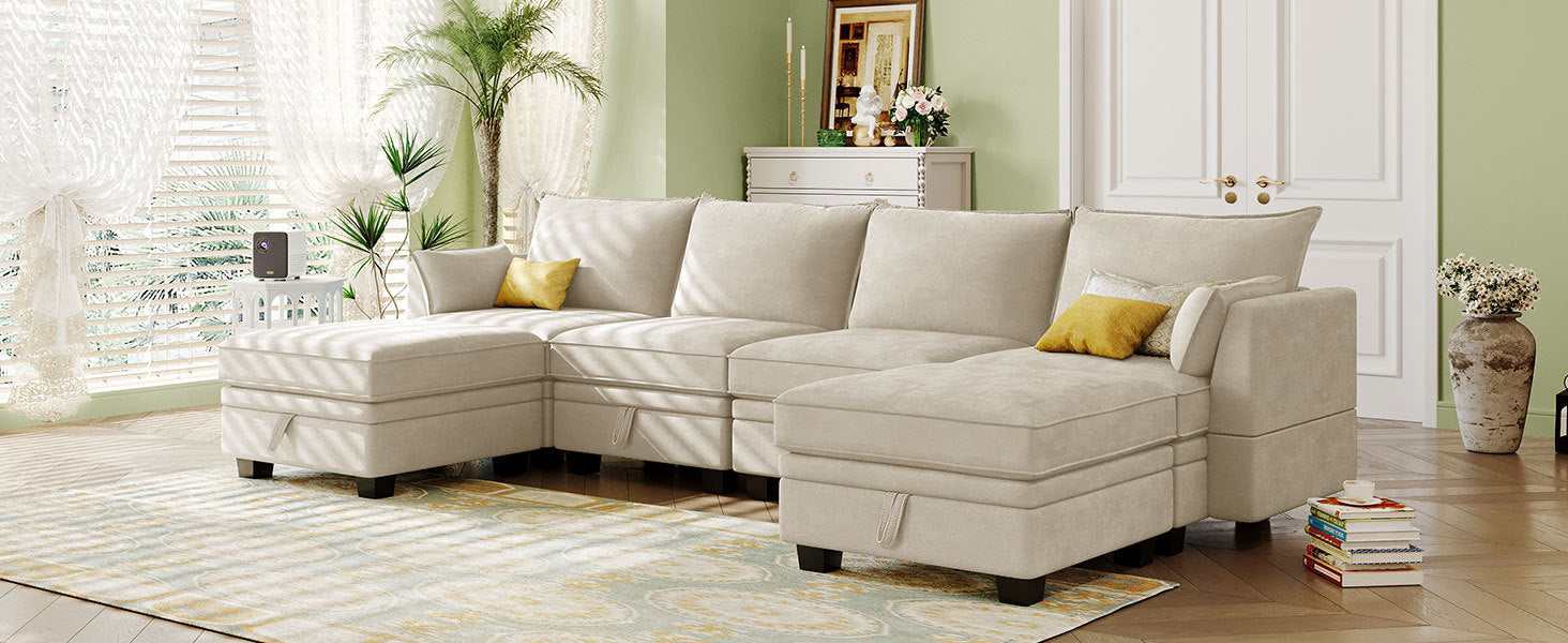 Torrey Modern Modular Sectional Sofa Beige - Ornate Home