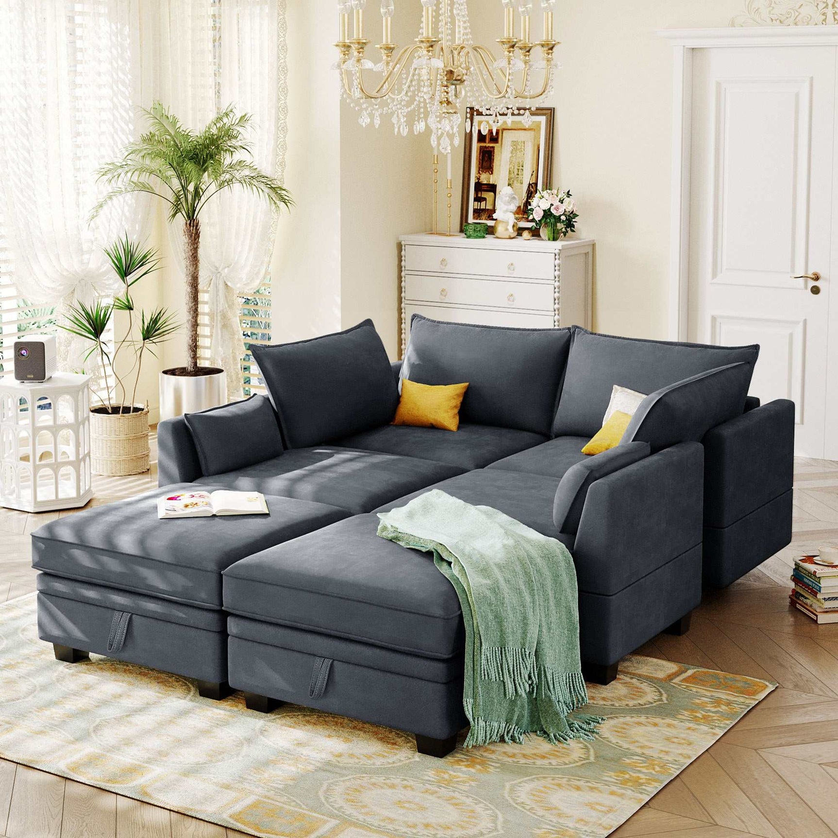 Torrey Modern Modular Sectional Sofa Gray - Ornate Home
