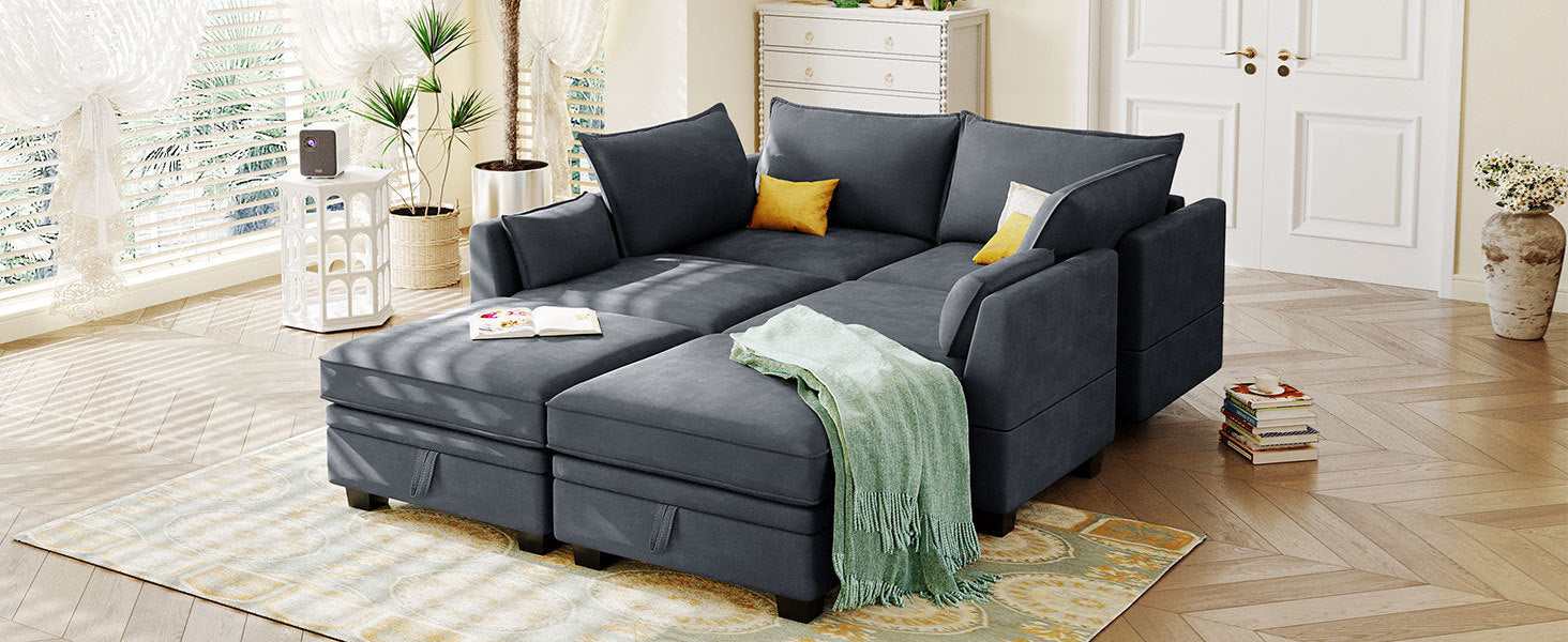 Torrey Modern Modular Sectional Sofa Gray - Ornate Home