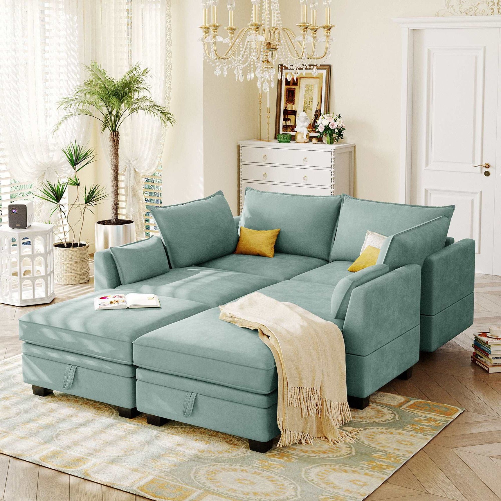 Torrey Modern Modular Sectional Sofa Light Green - Ornate Home