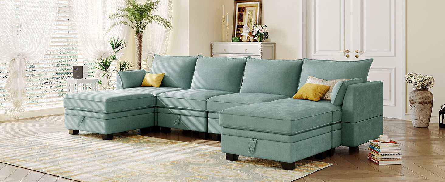 Torrey Modern Modular Sectional Sofa Light Green - Ornate Home