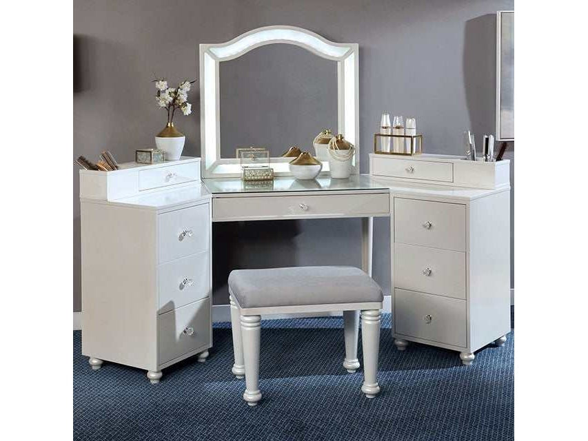 Tracie Luminous White Vanity Set - Ornate Home