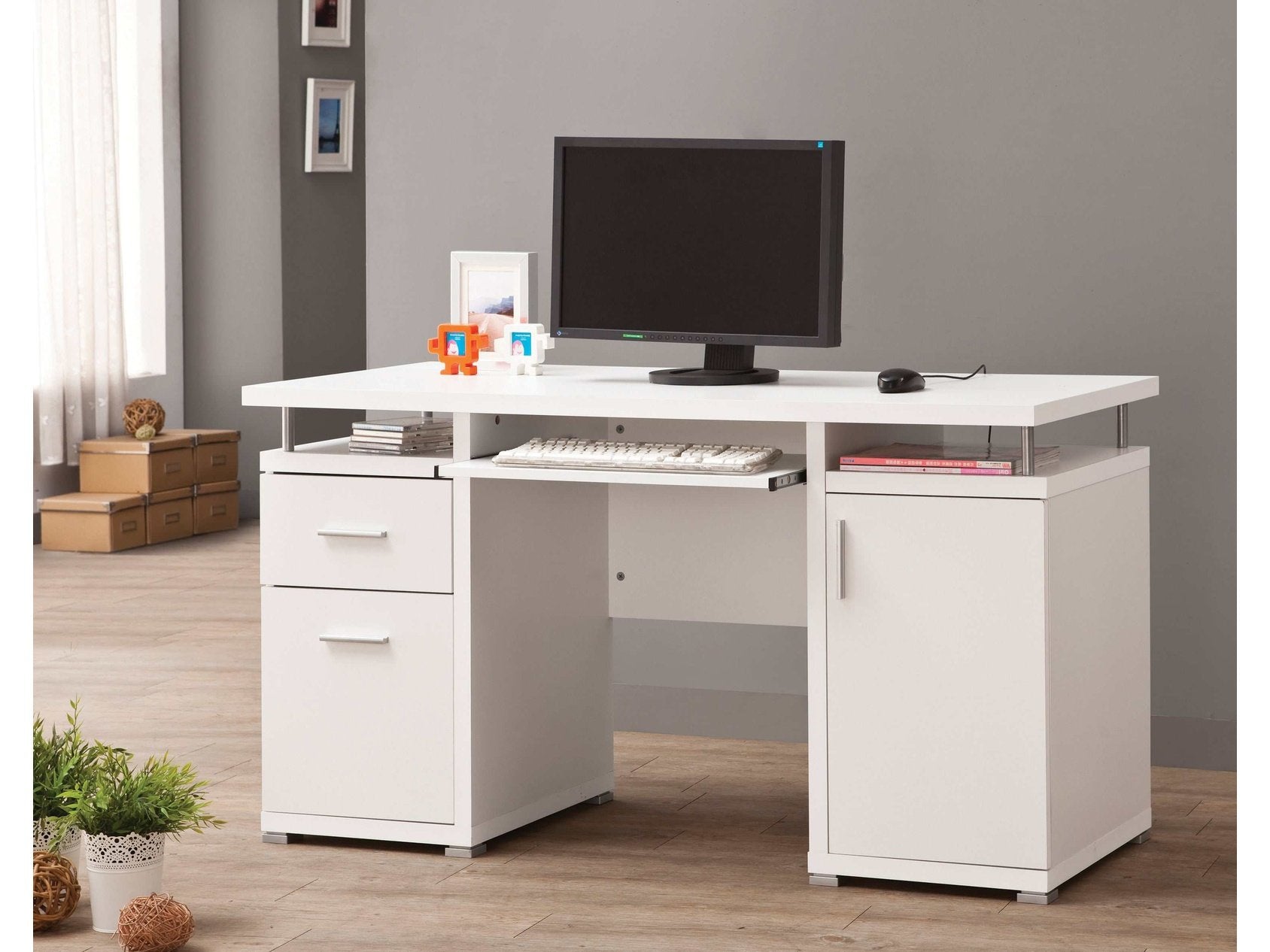 Tracy White Computer Desk - Ornate Home