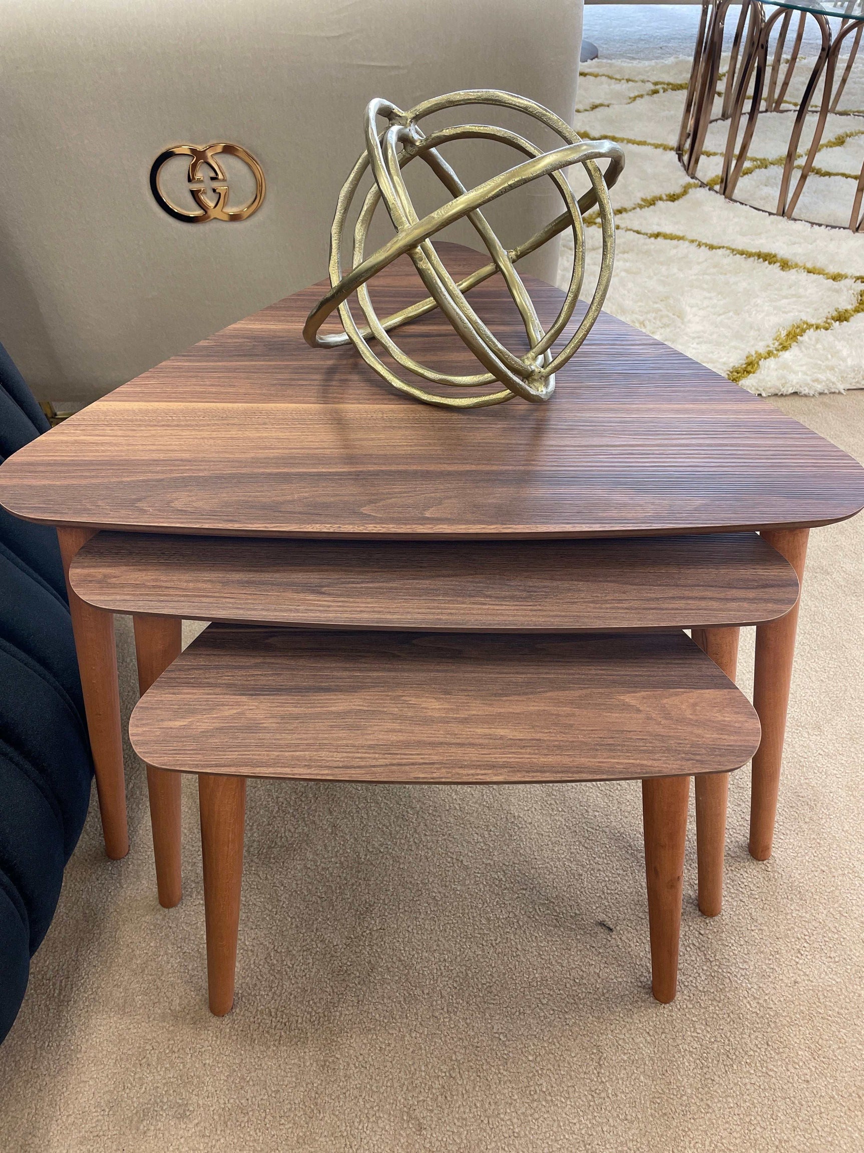 Trio Walnut Nesting Table (Set of 3) - Ornate Home