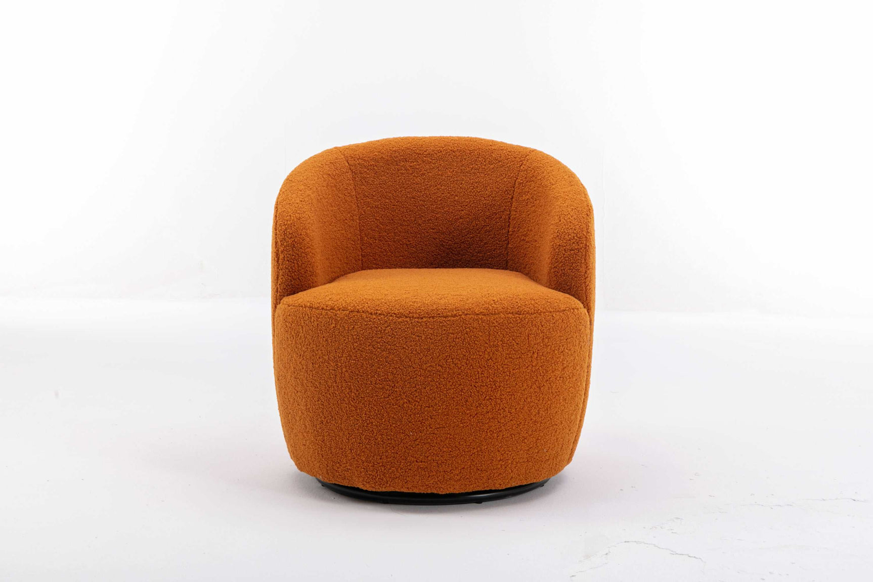 Tule Boucle Swivel Accent Armchair with Metal Ring Detail Caramel - Ornate Home