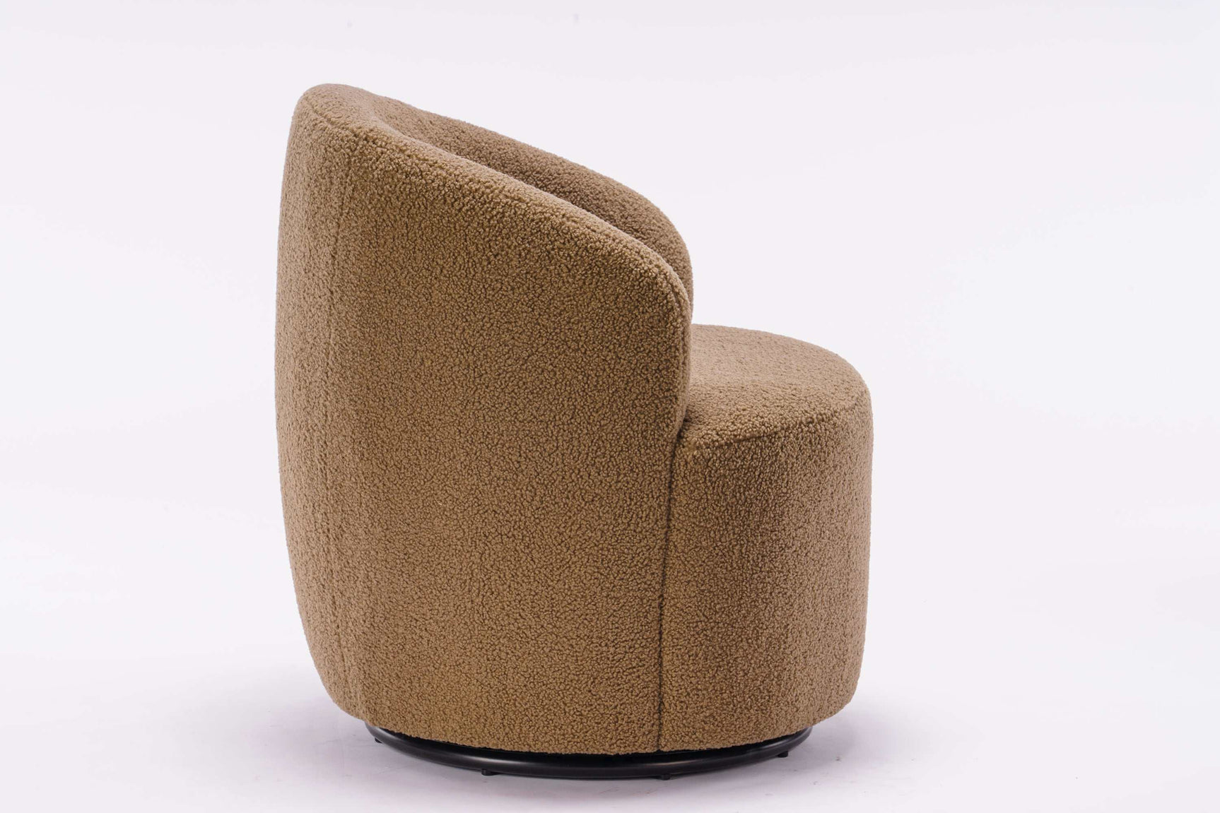 Tule Boucle Swivel Accent Armchair with Metal Ring Detail Coffee Brown - Ornate Home